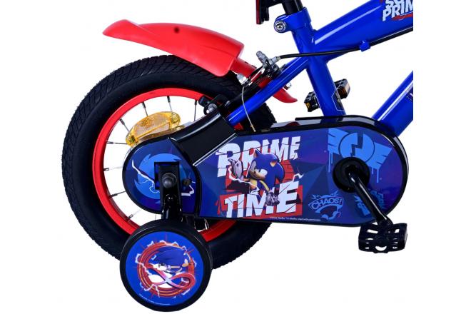 Sonic Prime Børnecykel - Drenge - 12 tommer - Blå Rød - To håndbremser