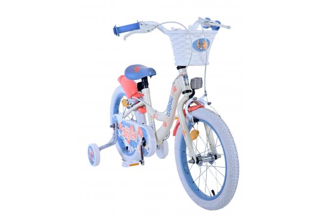 Disney Stitch Børnecykel - Piger - 16 tommer - Creme koralblå - To håndbremser